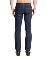 Blue Embroidered Cotton Denim Trousers | PDP | Antonia