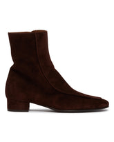 Brown Leather Shadow Ban Ankle Boots | PDP | Antonia