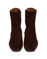 Brown Leather Shadow Ban Ankle Boots | PDP | Antonia