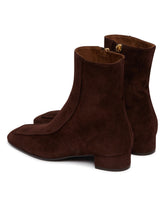 Brown Leather Shadow Ban Ankle Boots | PDP | Antonia