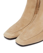 Beige Suede Shadow Ban Ankle Boots | PDP | Antonia
