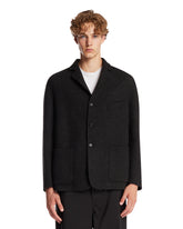 Gray Double Wool Chevron Jacket | PDP | Antonia