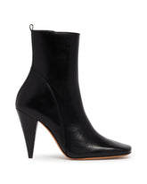 Black Leather High Ankle Boots | PDP | Antonia