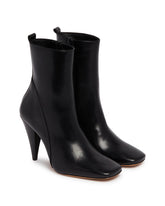 Black Leather High Ankle Boots | PDP | Antonia
