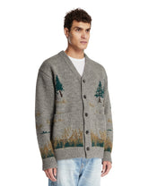 Gray Wool-Blend Intarsia Cardigan | PDP | Antonia