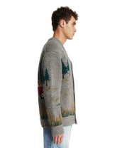 Gray Wool-Blend Intarsia Cardigan | PDP | Antonia