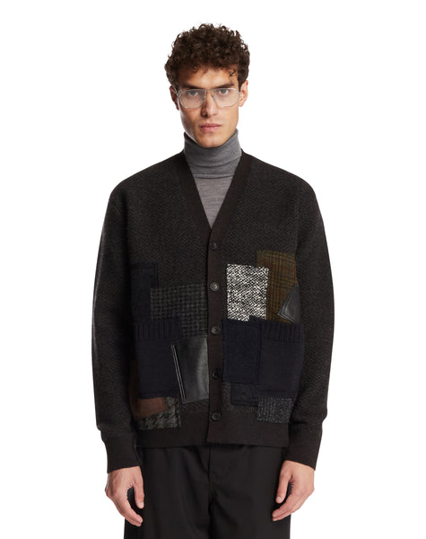 Brown Wool Patchwork Cardigan | JUNYA WATANABE - Antonia