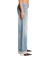 Blue Karo Barrel Jeans | PDP | Antonia