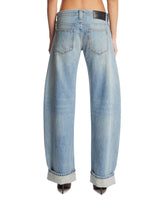 Blue Karo Barrel Jeans | PDP | Antonia