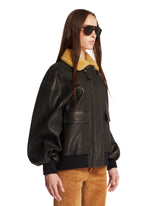 Black Leather Bomber Jacket | PDP | Antonia