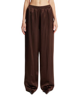 Brown Wide-Leg Silk Trousers | PDP | Antonia