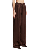 Brown Wide-Leg Silk Trousers | PDP | Antonia