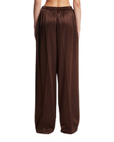 Brown Wide-Leg Silk Trousers | PDP | Antonia