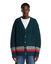 Green Striped Textured Wool Cardigan | PDP | Antonia