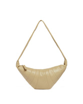 Beige Medium Leather Croissant Bag | PDP | Antonia