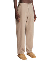 Beige Cotton Barrel Trousers | PDP | Antonia