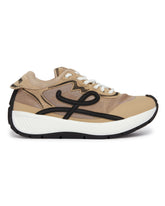 Sneakers Pogo in Maglia Tecnica e Pelle Beige | PDP | Antonia