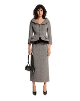 Gray Sculptural Wool Blazer | PDP | Antonia