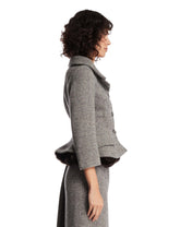 Gray Sculptural Wool Blazer | PDP | Antonia