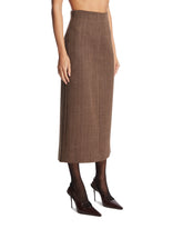 Brown Wool Midi Skirt | PDP | Antonia