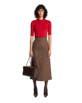 Brown Wool Midi Skirt | PDP | Antonia