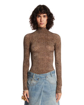 Brown Chevron Sheer Bodysuit | PDP | Antonia