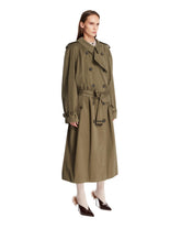 Green Cotton Trench Coat with Folded Collar | PDP | Antonia