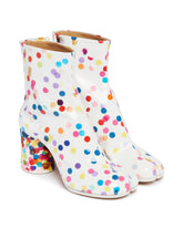 White Polka Dot Tabi Ankle Boots | PDP | Antonia