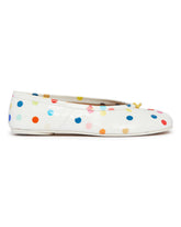 White Polka Dot Leather Tabi Ballerina Flats | PDP | Antonia