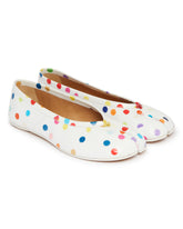 White Polka Dot Leather Tabi Ballerina Flats | PDP | Antonia