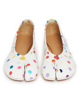 White Polka Dot Leather Tabi Ballerina Flats | PDP | Antonia