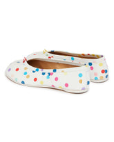 White Polka Dot Leather Tabi Ballerina Flats | PDP | Antonia