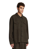 Green Emerized Linen Overshirt | PDP | Antonia