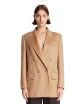 Beige Camel Hair Double-Breasted Blazer | PDP | Antonia