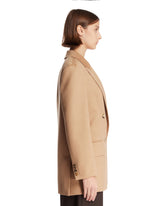 Beige Camel Hair Double-Breasted Blazer | PDP | Antonia