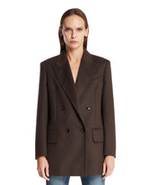 Brown Double-Breasted Wool Blazer - MAX MARA WOMEN | PLP | Antonia