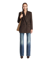 Brown Double-Breasted Wool Blazer - MAX MARA WOMEN | PLP | Antonia