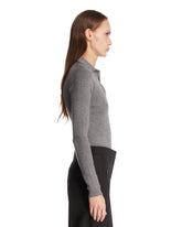 Gray Cashmere Polo Sweater | PDP | Antonia