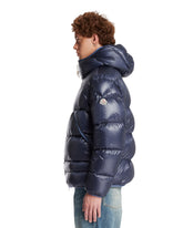 Blue Anapo Hooded Midi Down Jacket | PDP | Antonia