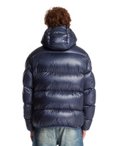 Blue Anapo Hooded Midi Down Jacket | PDP | Antonia