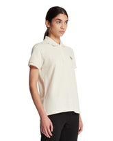 White Cotton Polo Shirt With Patch | PDP | Antonia