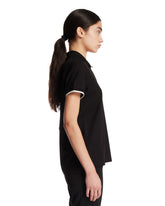 Black Cotton Polo Shirt With Patch | PDP | Antonia