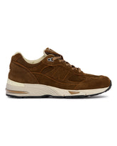 Brown Made in UK 991V1 Luxe Suede Sneakers | PDP | Antonia