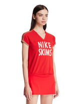 Red NikeSKIMS V-Neck T-Shirt | PDP | Antonia