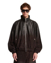 Brown Leather Track Jacket | PDP | Antonia