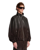 Brown Leather Track Jacket | PDP | Antonia