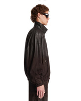 Brown Leather Track Jacket | PDP | Antonia
