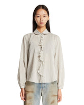 Camicia A Righe Con Volant Bianca | PDP | Antonia
