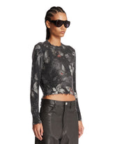 Gray Printed Cashmere Sweater | PDP | Antonia