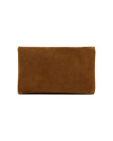 Brown Suede Large Cassandre Envelope Pouch | PDP | Antonia